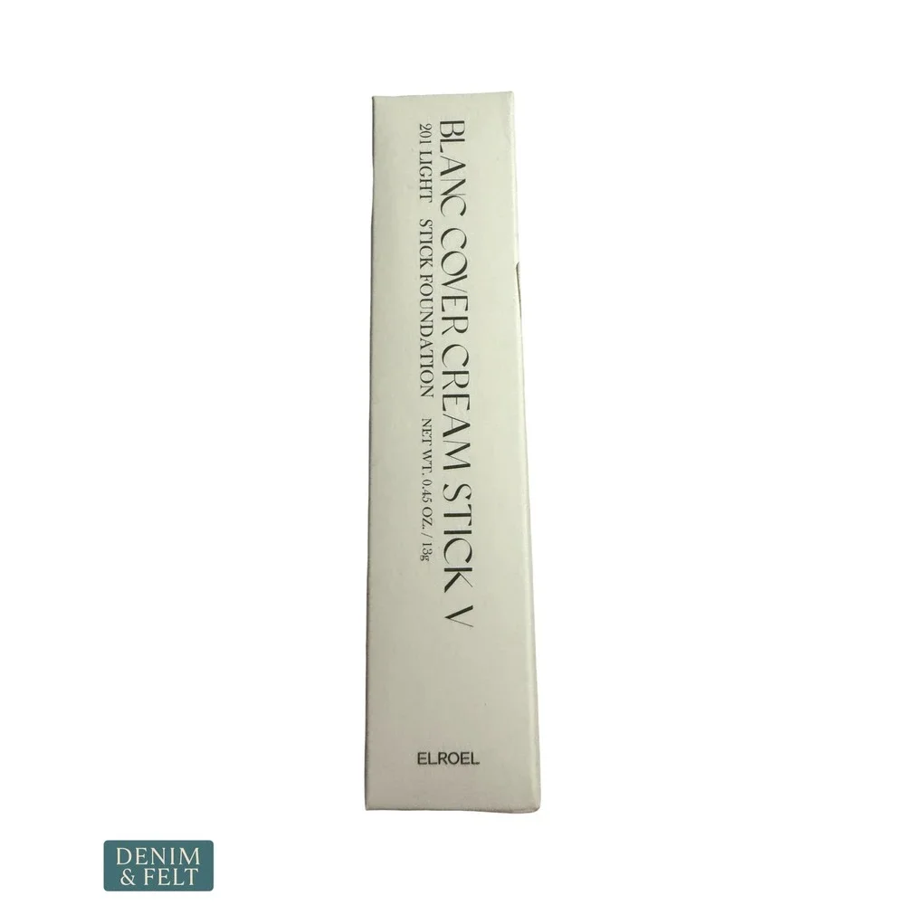 NEW ELROEL Blanc Cover Cream Stick V Foundation 201 Light with Brush 0.45oz
